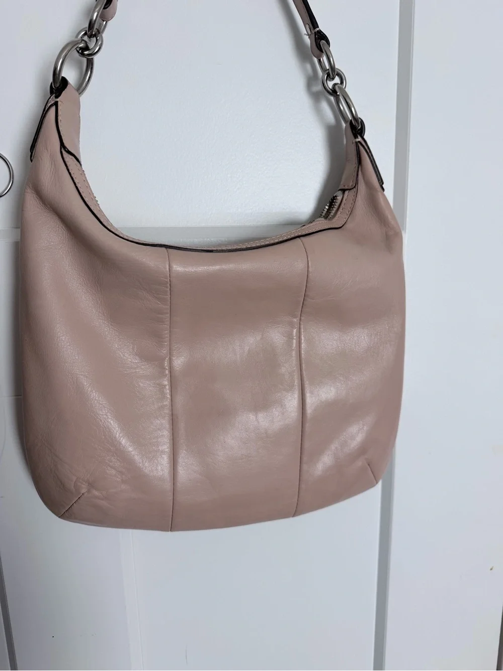Coach Woven Leather Shoulder Bag Beige Taupe Hobo